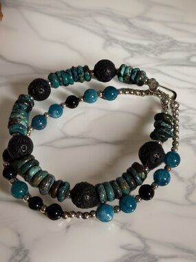 Sterling Turquoise & Lava Bead Bracelet Notre Studio design